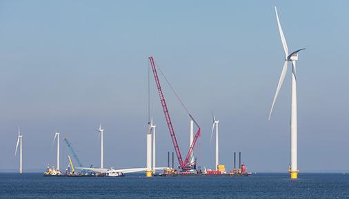 Construction site new offshore wind farm